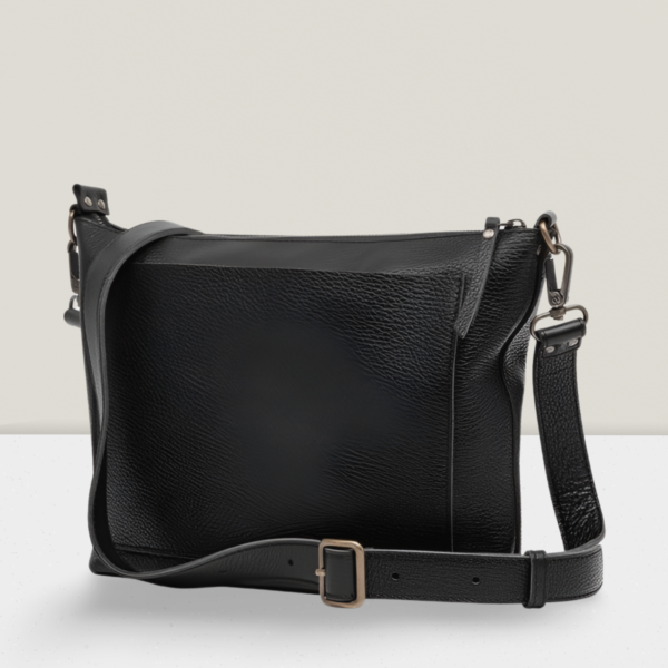 Authentic Leather Crossbody bag.(black)