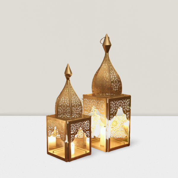 2 Glass Metal Moroccan Lantern