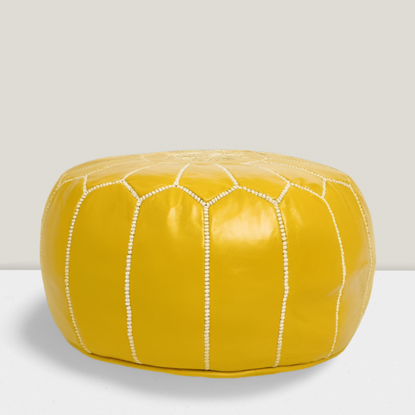 tamizart Leather pouf with embroidered design - Image 2