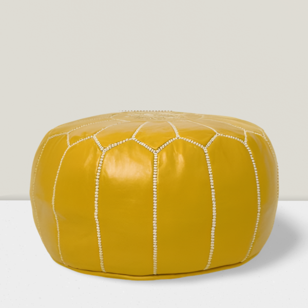 tamizart Leather pouf with embroidered design - Image 4